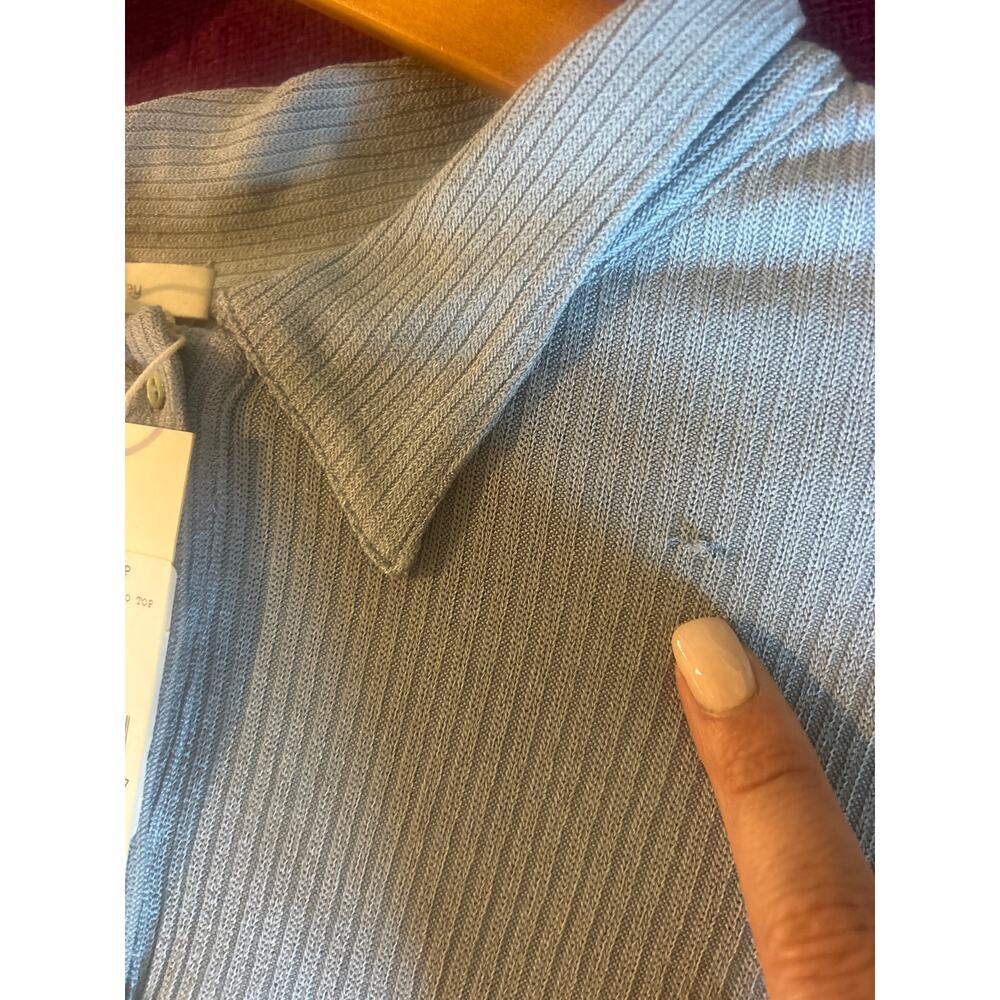 EBERJEY Elon Polo Top Loungewear Pajamas LUXURY MINIMALIST XL NEW NWD NWT Blue 2 - Picture 8 of 9